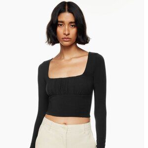 Wilfred Free Orbit Top Long Sleeve Bustier Crop Top Black Size Large